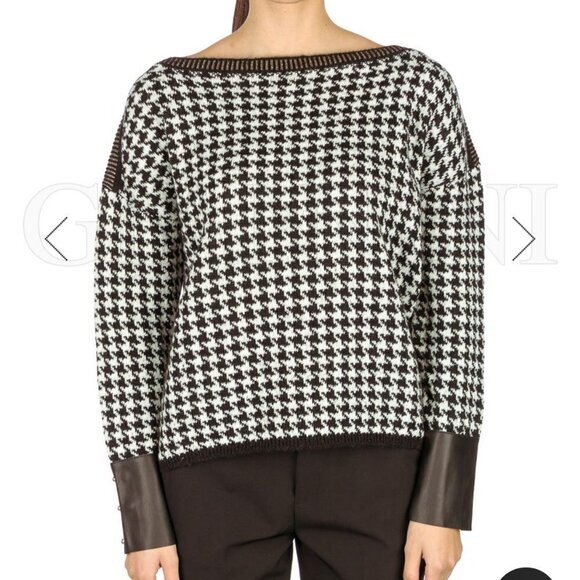 Liu Jo Black & White Houndstooth Knit Longsleeve Sweater, Pullover Size Small S - Picture 5 of 16